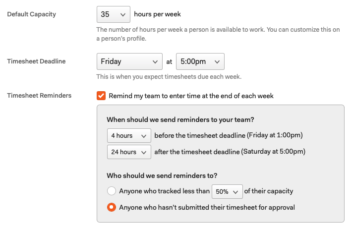 Timesheet Reminders in Harvest - remember to track your time