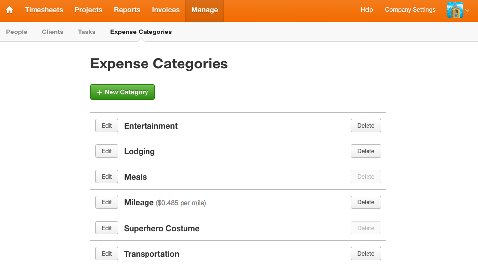 A new design for expense categories harvest