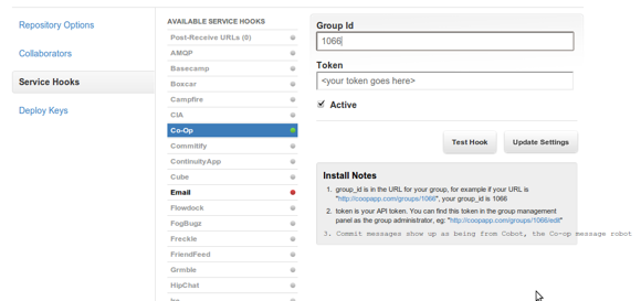 GitHub Co-op service hook