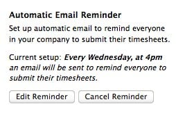 Automatic email reminders for timesheets