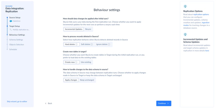 Skyvia Replication Wizard