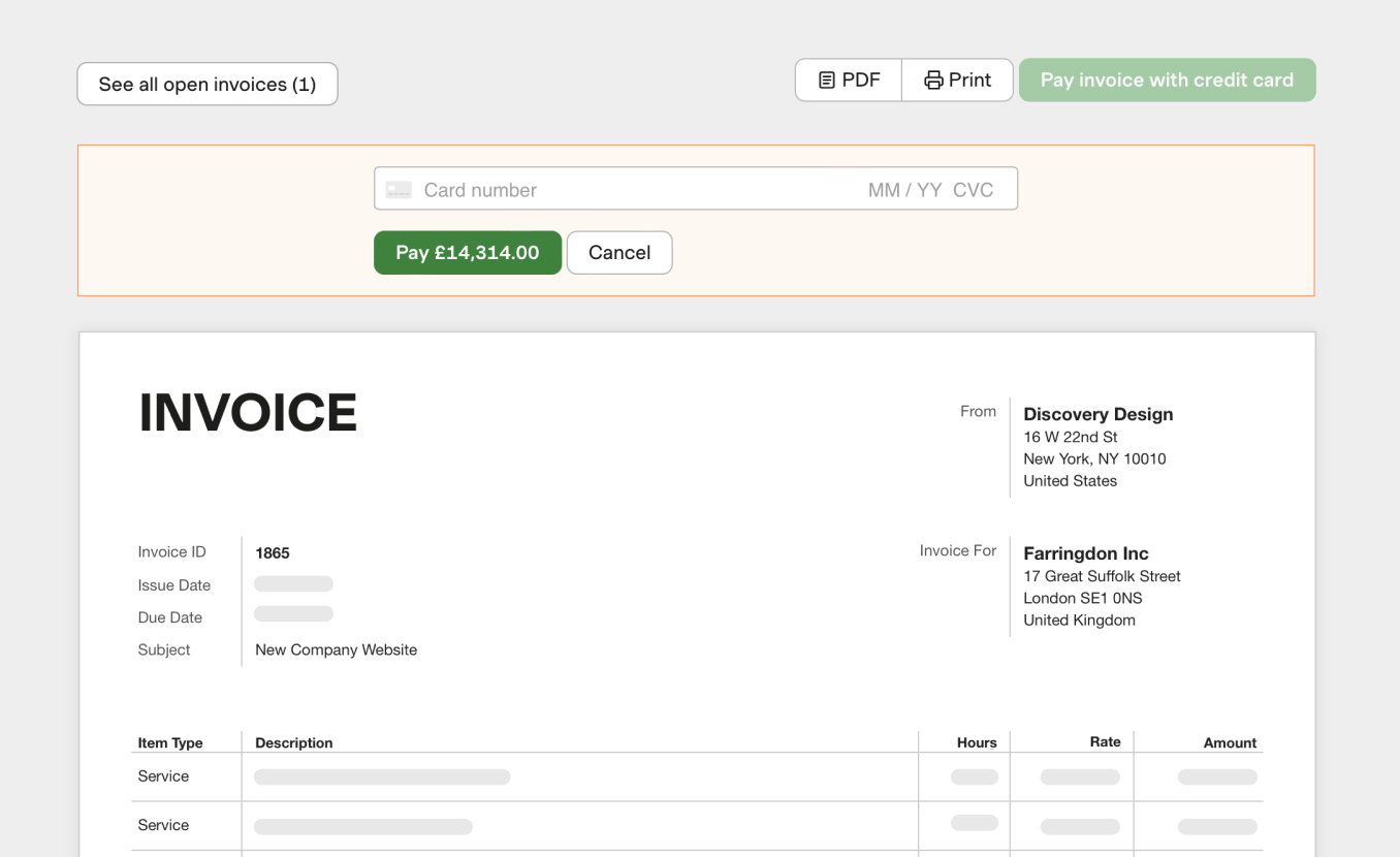 Harvest Invoicing Payments