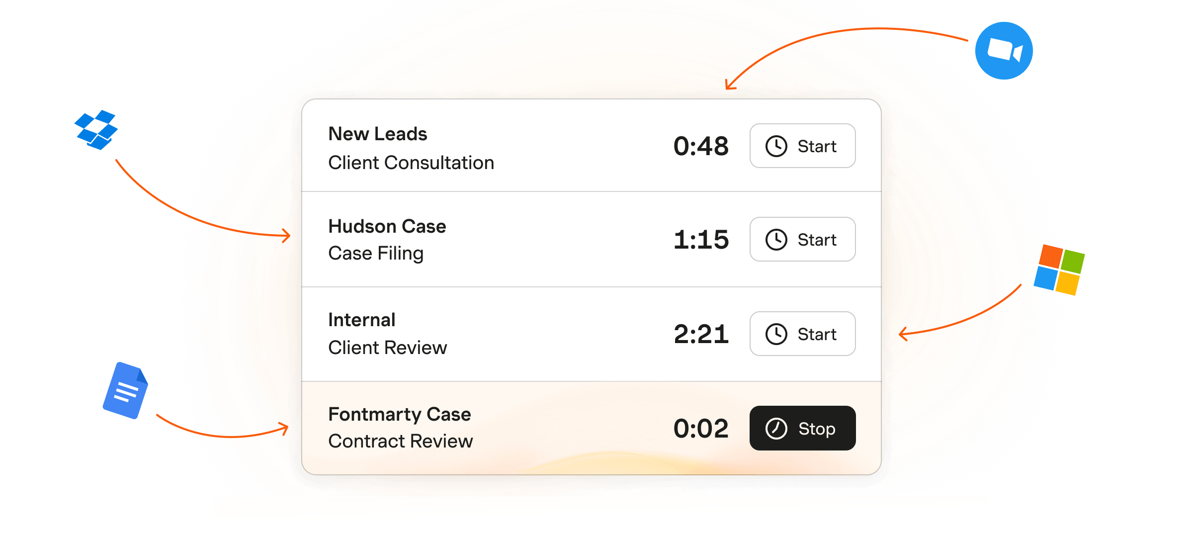 Timesheet of a legal company