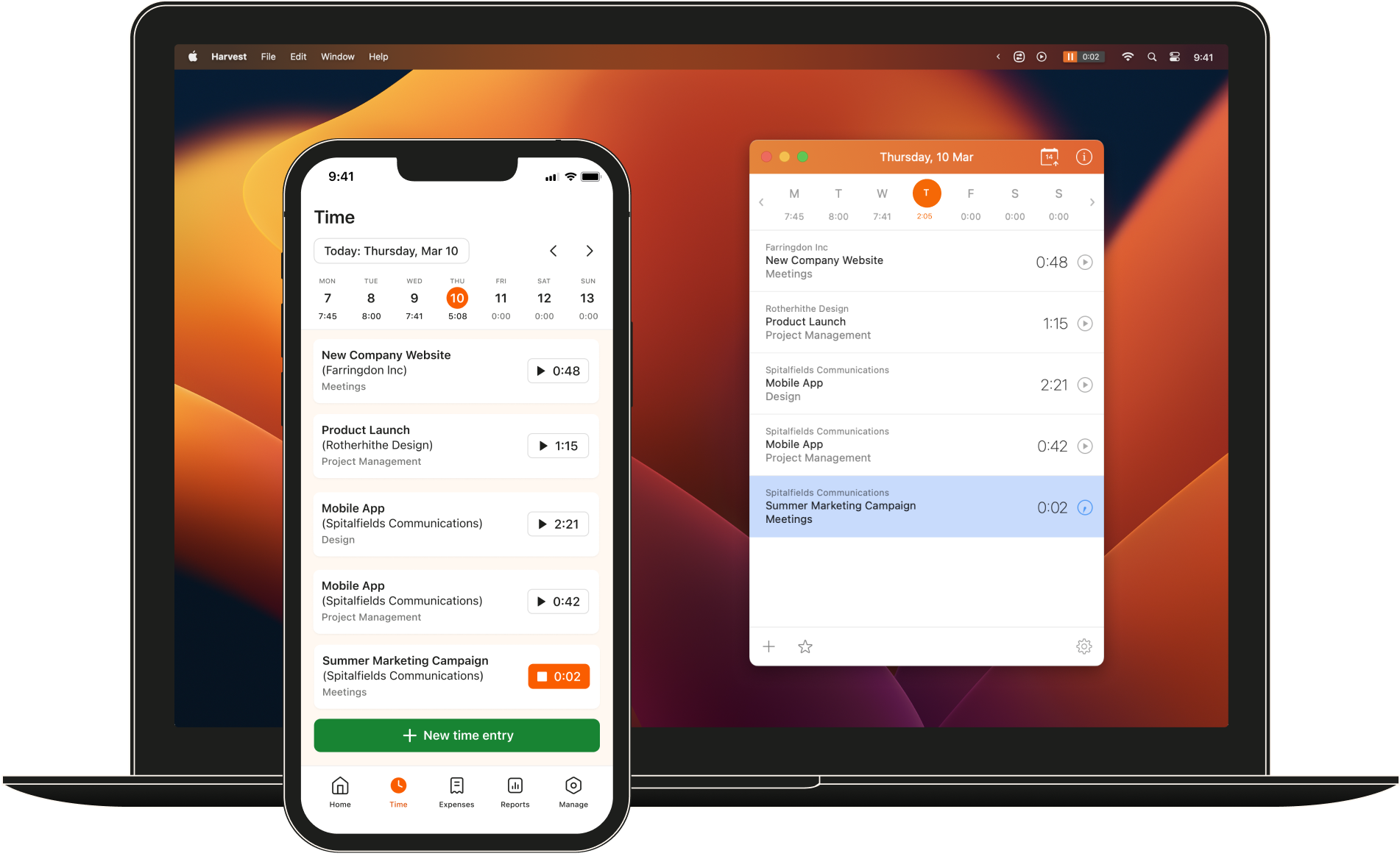 Mac and iPhone employee time tracking software