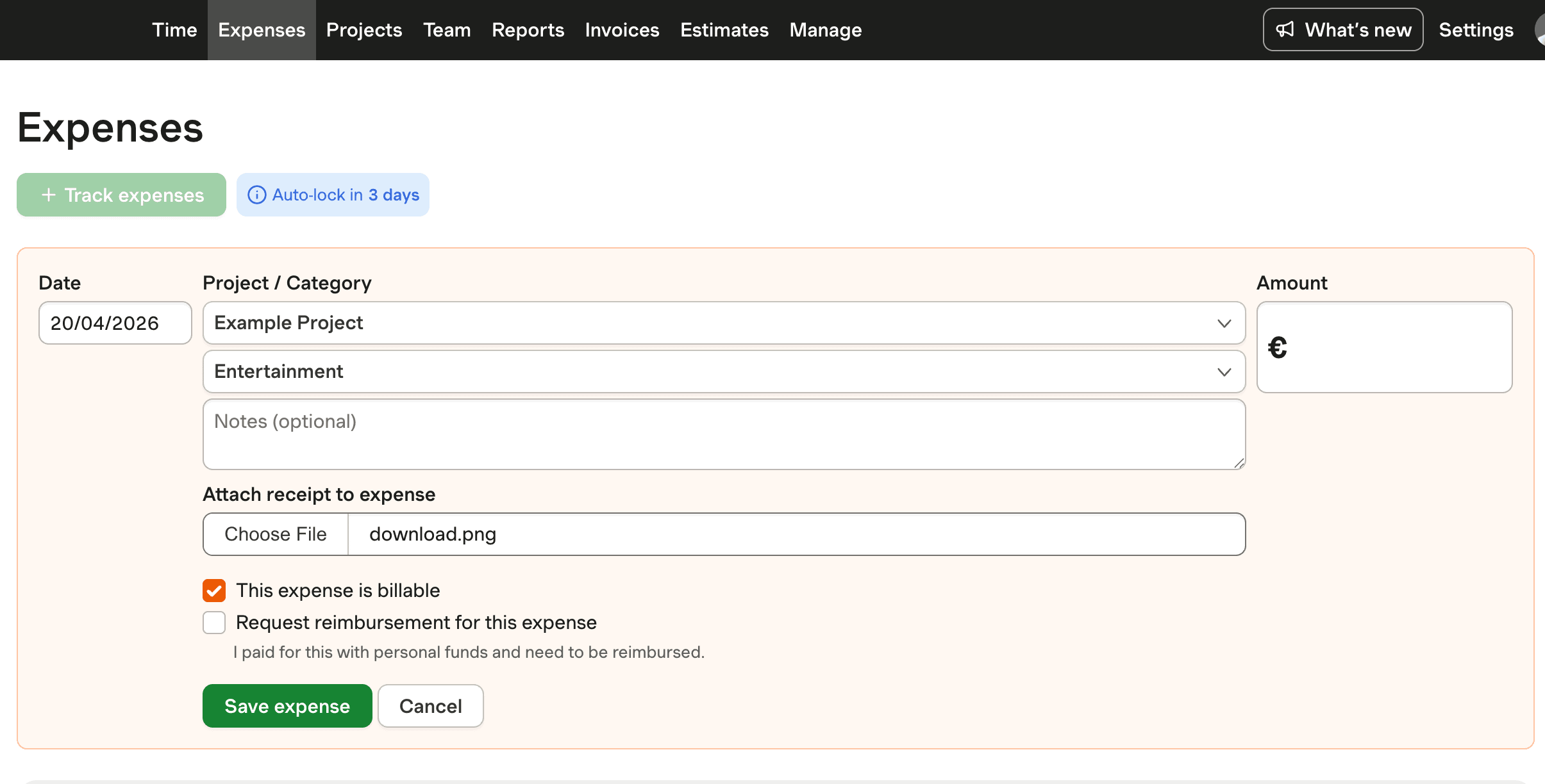 Dashboard zeigt die Ausgabenverfolgung für DoorDash-Fahrer in Harvest