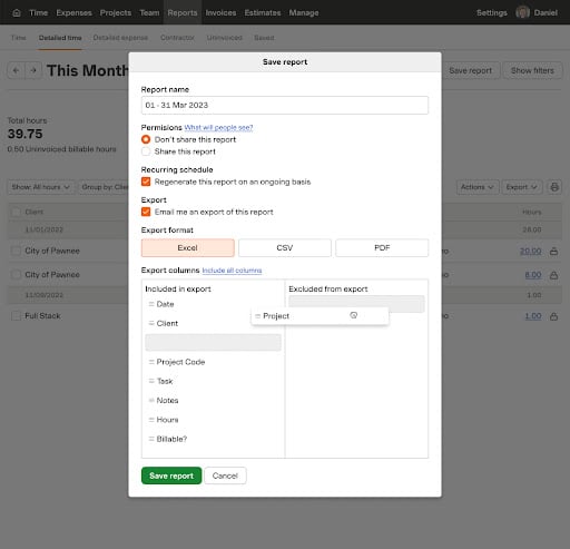 Product Update: Custom Exports for Harvest Reports